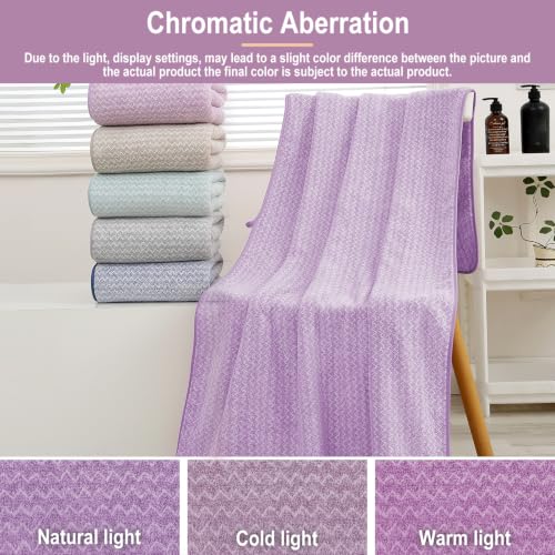 JML Microfiber Bath Towels, 2 Pack, 30x60 in, Fine Wave Purple - color: Cationic Fine Wave Purple, size: 30 in x 60 in