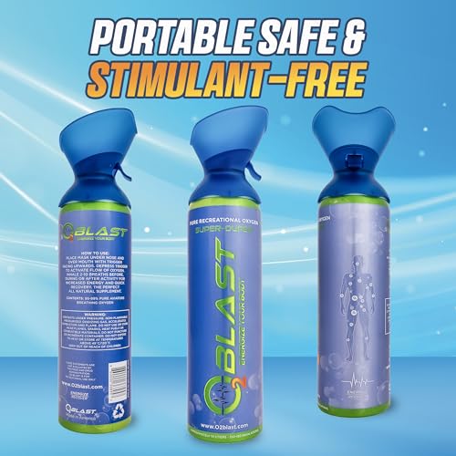 Portable Oxygen Can, Filled with 99.99% Pure Oxygen in a Can with Breathing Mask for Sports, Travel, and High Altitude Use | On-the-Go Air Support for Hiking and Outdoors – 10L, 5-Pack