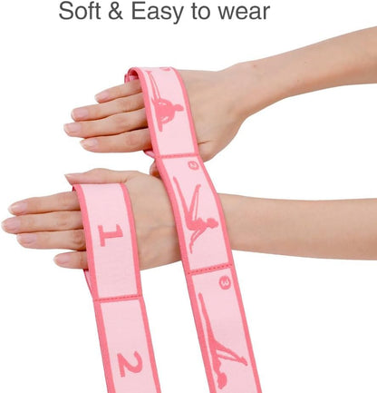 2 PCS Kids Stretching Strap - 8-Loop Adjustable Stretch Bands for Dance, Ballet, Yoga, Gymnastics Workout, Children‘s Fitness Equipment, Stretching Resistance Bands and Home Flexibility Training - color: Pink+Blue