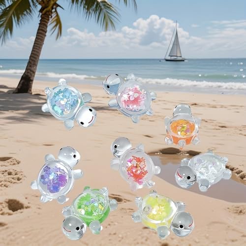 10PCS Phosphorescent Turtle Figurines - Glitter Resin Decor for Aquariums & Night Gardens | Mini Landscape Accents