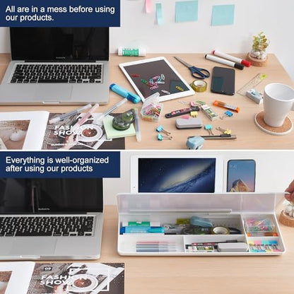 Small Desktop Whiteboard -Glass Dry Erase Board Computer Keyboard Stand White Board Surface Pad with Drawer, Desk Organizers with Accessories for Office, Home, School Supplies - White - color: White