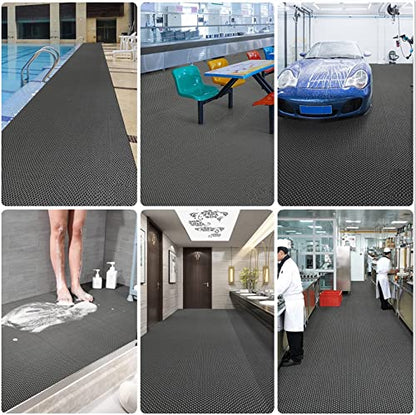 Drainage Non Slip Floor Mats Wet Area Commercial Mesh Rubber Flooring Mat Garage Pools Restaurant Bathroom Patio Outdoor Indoor Drain Splash Rug Mat,Blue,1.2×5M/4×16.4FT