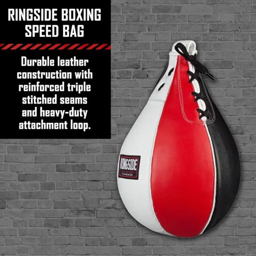 Ringside Boxing Speed Bag – Durable Leather Construction with Reinforced Triple-Stitched Seams and Heavy-Duty Attachment Loop,for Speed and Reflex Training - size: Medium (New)