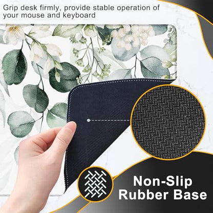Desk Mat, Watercolor Eucalyptus Leaves and Peony Large Extended Gaming Mouse Pad,Waterproof Non-Slip Rubber Base and Stitched Edges Desk Pad for Work Game Office Home 35.4x15.7in - color: Colour3