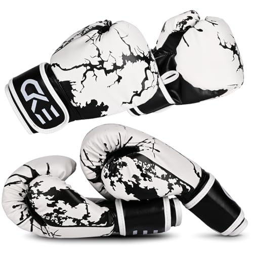 CKE Boxing Gloves for Kids Ages 5-12, Beginner Punch Bag Training Gloves - color: Black/White