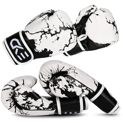 CKE Boxing Gloves for Kids Ages 5-12, Beginner Punch Bag Training Gloves - color: Black/White