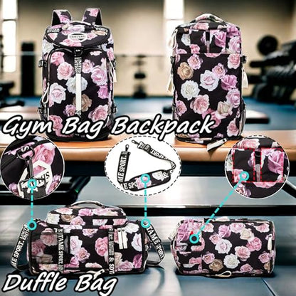 Gym Duffle Bag Backpack,4‑Way Waterproof with Shoe Compartment Travel Laptop - color: Red