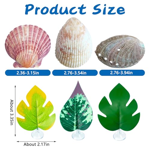 VCEPJH Betta Hammock with Suction Cups Betta Resting Spot 3 Pcs Shell Bed Toys for Aquarium Small Fish Natural Spawning Grounds Breeding Fish Tank Accessories Decorations