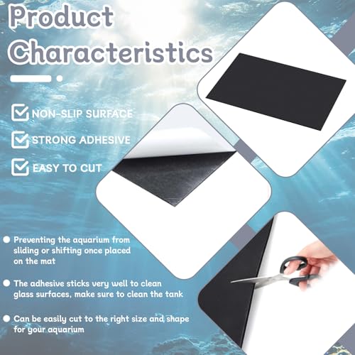 Aquarium Leveling Mat, 21x13 Inch Self-Leveling Neoprene Foam Pad for Fish Tanks - Waterproof Shock Absorbing Base Cushion with Adhesive Backing, Easy to Cut & Non-Slip Bottom Pad - size: 21x13 Inch