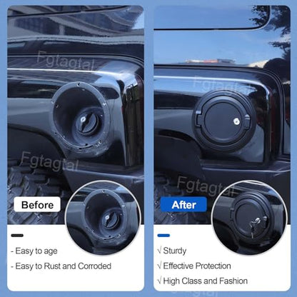 Fuel Door Locking Gas Tank Cap Cover Compatible with Hummer H3 2005-2009 Aluminum Gas Cap Fuel Filler Door Cover Gas Tank Doors Trim Accessories, Style B (Black)