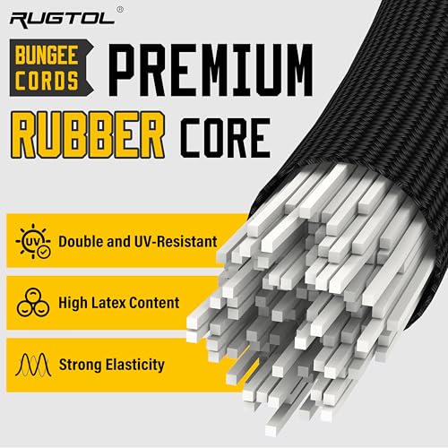 Bungee Cords with Carabiner, 12 Inch Long Heavy Duty Bungee Cords with Carabiner Clip Outdoor, 1/3 Inch Black Extra Strong Elastic Rope with Carabiner Hooks for Camping, Tarps, Bike Rack, Tent, 4 Pack - size: 12"- 4 pcs