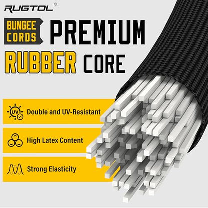 Bungee Cords with Carabiner, 12 Inch Long Heavy Duty Bungee Cords with Carabiner Clip Outdoor, 1/3 Inch Black Extra Strong Elastic Rope with Carabiner Hooks for Camping, Tarps, Bike Rack, Tent, 4 Pack - size: 12"- 4 pcs