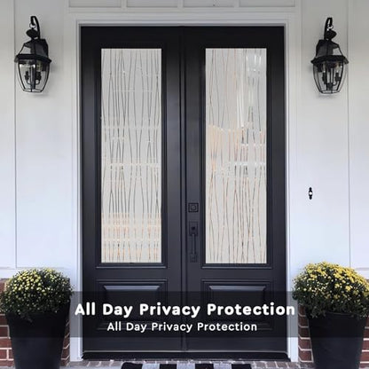 NINETREX Window Privacy Film,Frosted Glass Window Film,Window Frosting Film,Decorative Front Door Coverings Non-Adhesive Anti-UV Window Sticker for Home Office,Stripe Pattern,17.5 x 78.7Inches