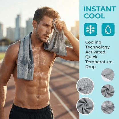 3 Pack Microfiber Cooling Towels, Quick-Dry Sweat Towel Perfect for Outdoor Gym, Sports & Exercise