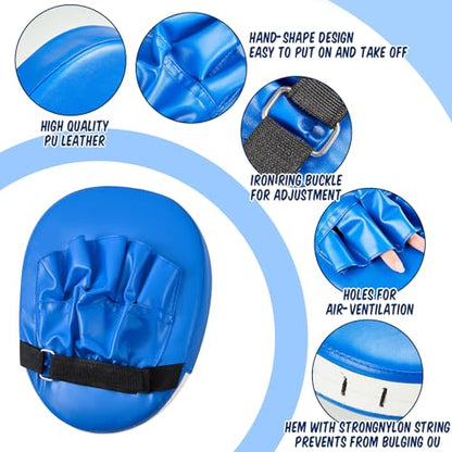 Poen 7 in 1 Taekwondo Kick Pad Boxing Training Equipment Punching Mitts Martial Arts Wrist Band Adjustable Soft Pads Set for Karate Muay Thai MMA Training - color: Blue