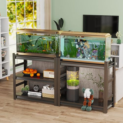 5-Tier Heavy Duty Steel Aquarium Stand with Safety Railing, 2000lbs Capacity Adjustable Metal Fish Tank Rack for Home/Commercial Use (47.2" W×23.6" D×72" H) - size: 47.2"W*23.6"D*72"H