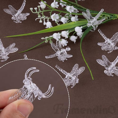 Framendino, 100 Pack Clear Dragonfly Orchid Clips Garden Plant Support Vine Stem for Climbing Plants Flowers