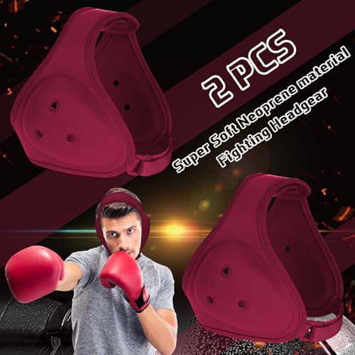 Jerify 2 Pcs Wrestling Headgear for Kid Youth, Dark Red - color: dark red