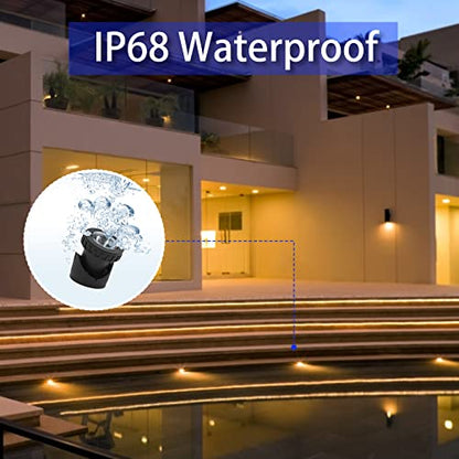 Warm White Pond Lights, 2500K Underwater Pond Light IP68 Waterproof Submersible Fountain Lights for Pond Fountain Waterfall - 2 Lights - size: 2 lights