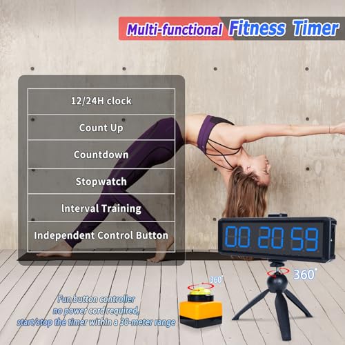 Large Stopwatch with Start/Stop Button、LED Digital Timer with Stand、360° Press Button、Stopwatch for Obstacle Course、Fitness Clock for Home Gym、Interval Timer for Exercise (1.5 Blue) - color: 1.5 Blue