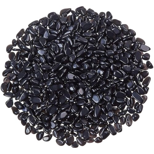 2 Lbs/920g Black Obsidian Quartz Crystal Stones Irregular Decorative Rocks Aquarium Pebbles Gravels for Fish Turtle Tank/Succulent Plants/Air Plants Decoration (Fill 2 Cups)