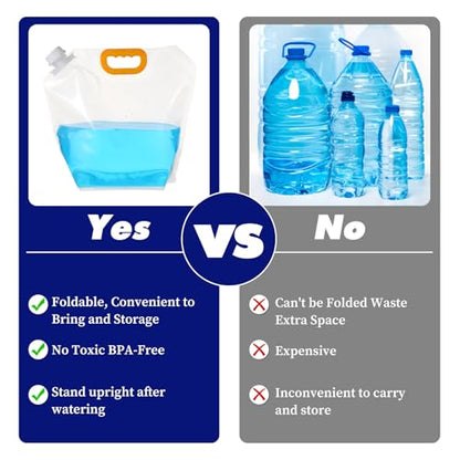 MAQUITA 20 Pcs 1.3 Gallon Foldable Water Emergency Container Bag 26 Gallon Freezable BPA Free Food Grade Clear Plastic Storage Foldable Bottle for Camping Riding