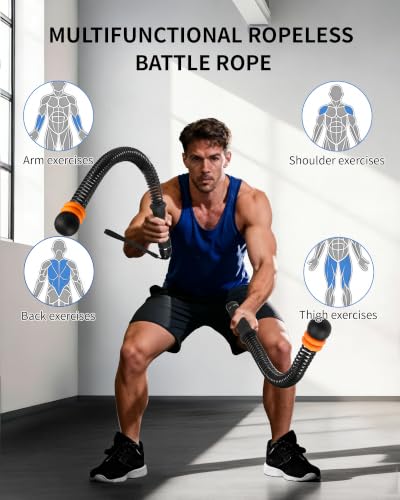 Weighted Ropeless Battle Ropes, Adjustable Resistance & Portable Cordless