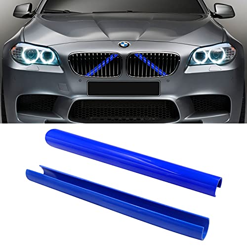 Jaronx Compatible with BMW Grill Inserts for 2 5 6 7 X1 X2 Series,F10 F11 F45 F12 F13 F01 F02 F48, Compatible with BMW V Brace Wrap Covers Blue Grill Stripes Front Grille Trim Stripes (Blue) - color: Blue, size: F10/F48