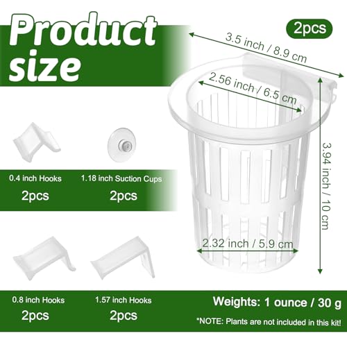 2 Pcs Aquarium Plant Holder, Aquarium Planter Cup for Aquaponic Plants Cultivation, Hanging Fish Tank Plant Holders, Transparent Hanging Pot for Fish Tank Aquaponic Plants, Water Feature Decoration