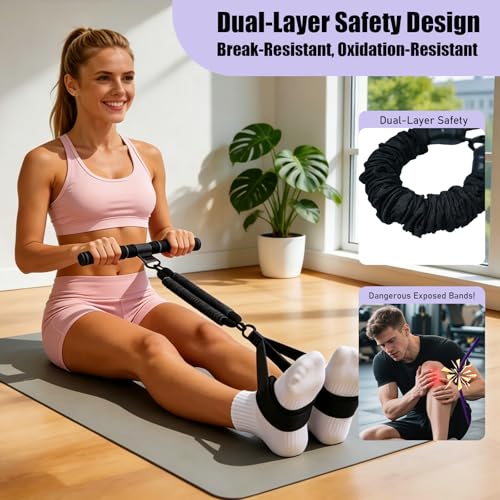 Pedal Resistance Band with Handle, 90Lbs Pedal Resistance Band - color: Black