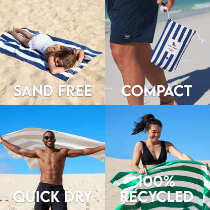 Dock & Bay Beach Towel - Quick Dry, Sand Free - Compact, Lightweight - 100% Recycled - Includes Bag - Cabana - Bondi Blue - Large (160x90cm, 63x35) - color: Cabana - Bondi Blue, size: Large (160x90cm, 63x35")