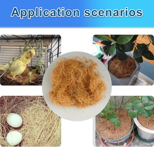 Long Coconut Husk Fiber Mulch Silk for Orchids Clean Coconut Shell Moss Covering 0.66 Pounds