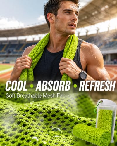 Pack of 20 Cooling Towel 40x12'' Ice Towel for Neck and Face Microfiber Chilly with Bag Breathable Yoga Gym Stay Cool Towels Sweat Rag for Workout Running Camping Pilates Beach, Green - color: Green