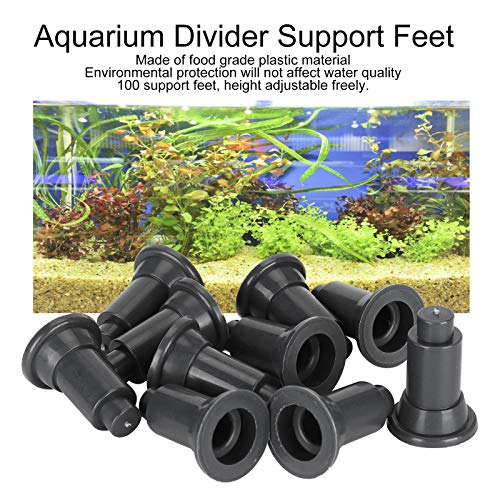 100Pcs Aquarium Divider Support Feet Adjustable for Fish Tank Isolation Board Made of Safe PVC (Black)