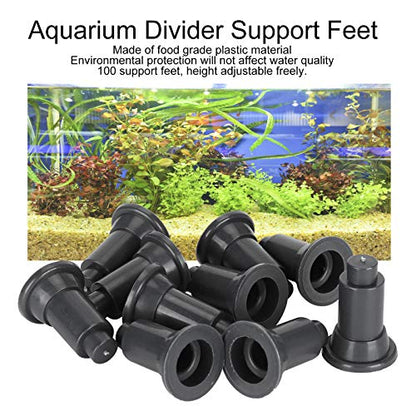 Aquarium Isolation Board Support Feet 100Pcs Set Adjustable Height PVC Fish Tank Divider Support Stability Enhancer for Aquarium Fish Tank (Black) - color: Black