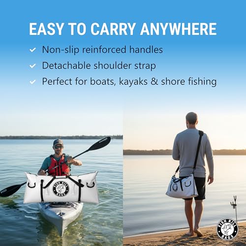 Gusseted Insulated Fish Cooler - Zipper Waterproof Nylon Bag - Portable and Leakproof With Heavy Duty Handles for Travel, Outdoor, Fishing - size: 55 x 24 Inch
