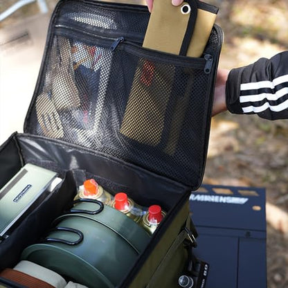 Tactical Camping Storage Bag 30L,Utility Tote Bag Camping Kitchen Organizer, Camping Stove, Pot Soft Gear Box, Heavy-Duty Canvas, 380x280x260mm