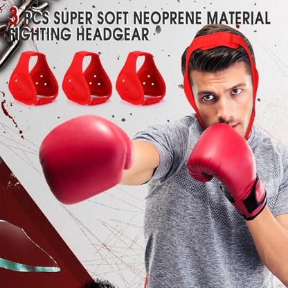 Jerify 3 Pcs Wrestling Headgear for Kids Youth,Soft Adjustable Ear Guard - color: Red