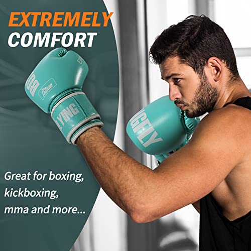 Boxing Gloves for Men Women Adults - color: Green, size: 14oz