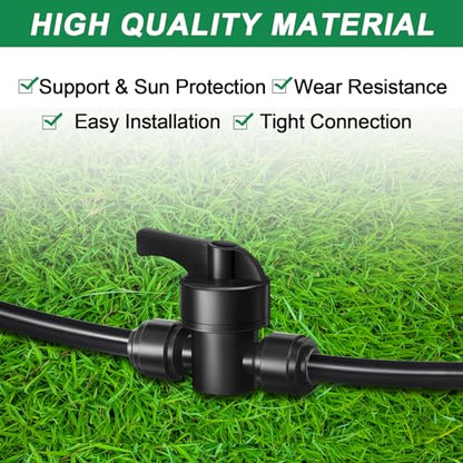 30 Pcs 1/4" Drip Irrigation Tee Connectors for Tube Quick Connect Parts Fittings for 1/4 Inch(6.35mm) Tubing or Sprinkler(Pom,Shut off Ball Valve,Black) - size: Black, style: Shut Off Ball Valve