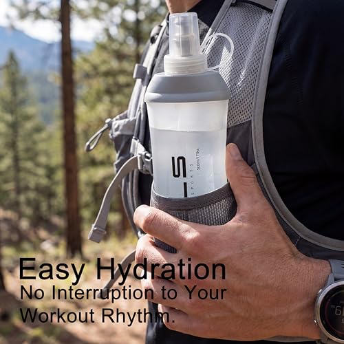 WRELS Running Water Bottle,250ml/350ml/500ml TPU Soft Flask,Collapsible Water Bottles for Hydration Vests and Running Belts Backpack, Soft Water Bottles For Hiking Cycling Climbing - color: Green-350ml*2