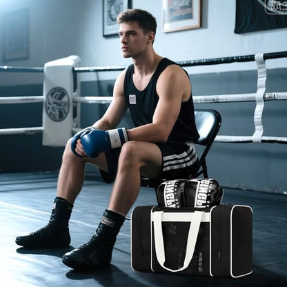 Boxing Gym Duffle Bag, Breathable Mesh Gym Bag for Boxing Gear - color: White