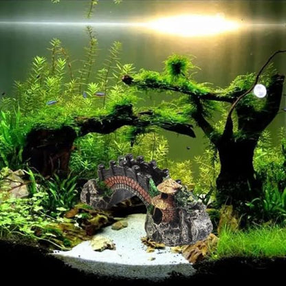 Resin Aquarium Decor Bridge for Fish Tank with Smooth Finish and Safe Material for Creating Aesthetic Aquascapes (B)