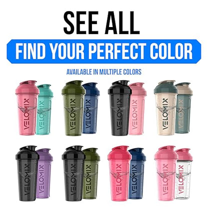 VELOMIX 2 Pack 28oz Protein Shaker Bottle for Protein Mixes, Blue/Black - color: A7) Blue / Black
