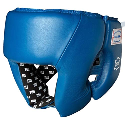 Title USA Boxing Amateur Competition Headgear (Open Face) - Boxing Headgear, MMA Gear, Headgear Boxing Sparring Taekwondo Karate, Boxing Head Gear, Sparring Headgear - color: Blank Blue, size: Large