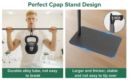 CPAP Hose Holder for Bedside - All-Metal Stand with Aluminum Hook | NoWall Drilling | Fits ResMed/Philips/AirSense Tubing | Helps Keep Hose Clean &Tangle-Free