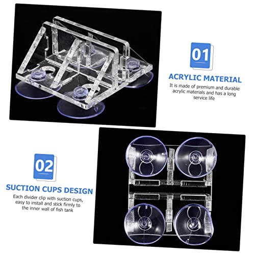 2pcs Fish Tank Isolation Clips Transparent Acrylic Divider Clamps Cups Easy Installation for Fish Separation Aquarium Divider