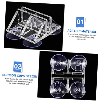 2pcs Fish Tank Isolation Clips Transparent Acrylic Divider Clamps Cups Easy Installation for Fish Separation Aquarium Divider