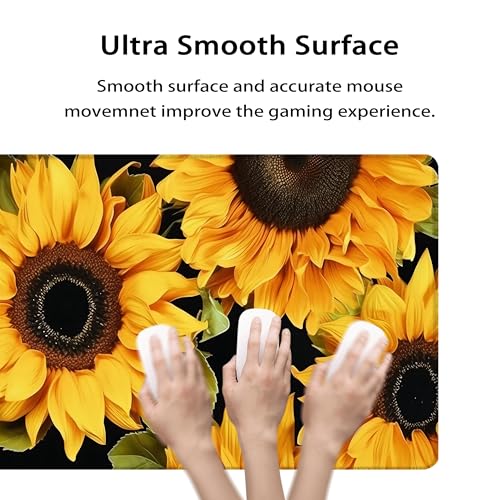 35.4 x 15.7 in, XXL Large Mouse Pad for Desk, Extended Keyboard Mouse Mat for Computer Office, Big Laptop Mouse pad, Gaming pc-Sunflower - color: Sunflower on Black