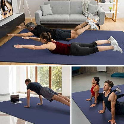 GymCope Large Exercise Mat for Home Workouts, 12x6/10x6/9x6/8x6/7x5/6x4 ft - color: 7'*5'Navy Blue